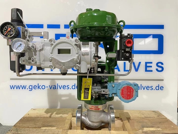 Válvula de controle de assento único, silenciosa, com equilíbrio inteligente de pressão e resfriamento por diafragma pneumático.